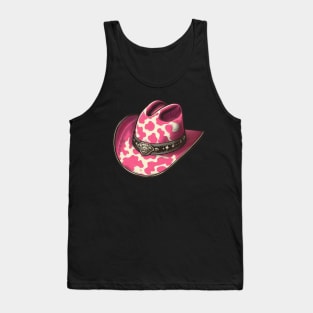 Pink cow print cowboy hat Tank Top